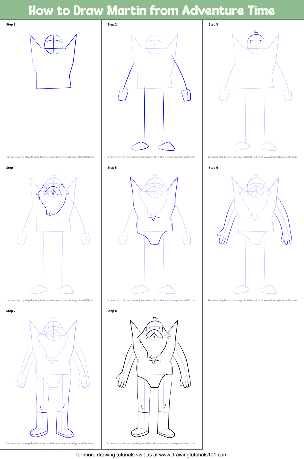 How to Draw Martin from Adventure Time Printable Step by Step