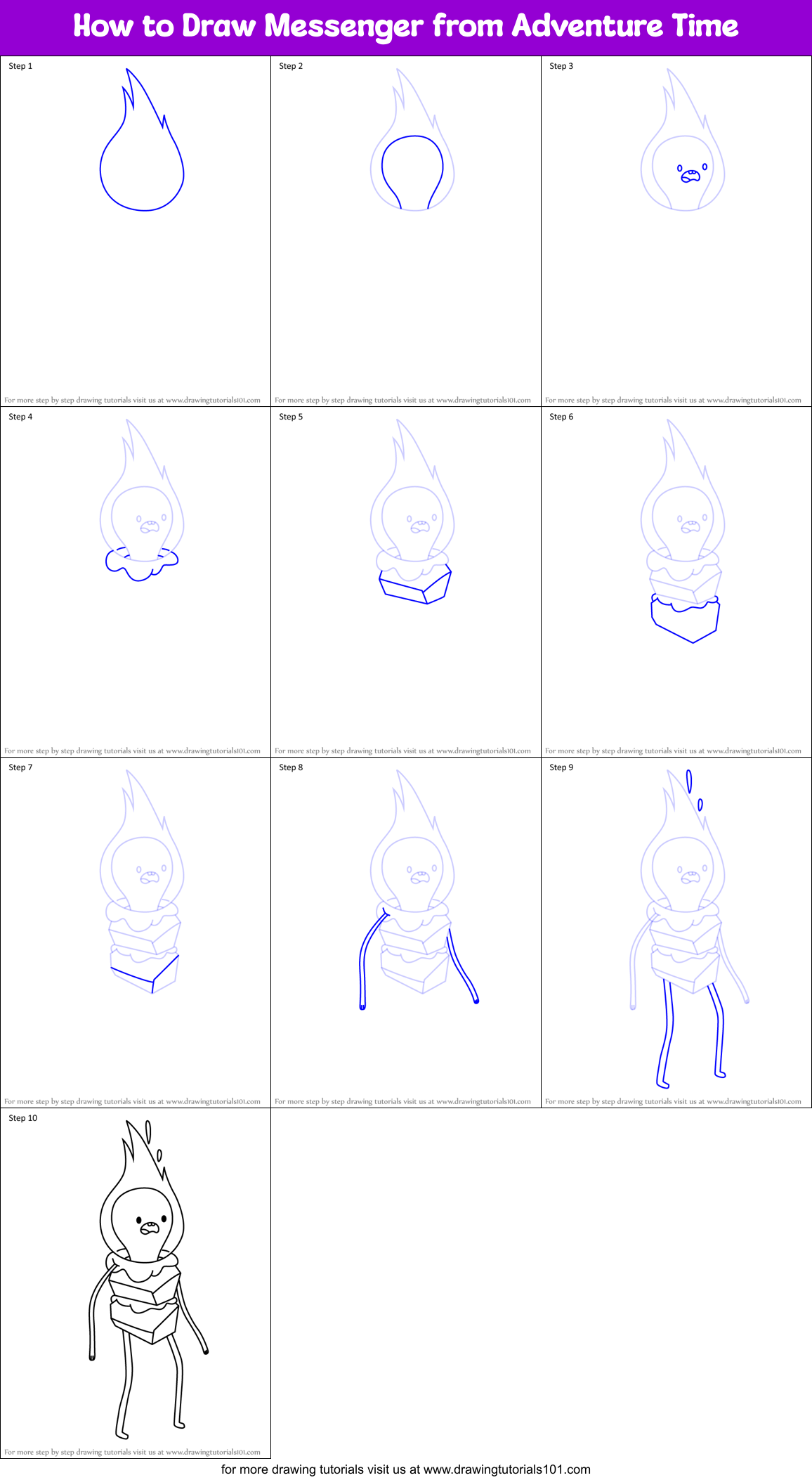 How to Draw Messenger from Adventure Time Printable Step by Step