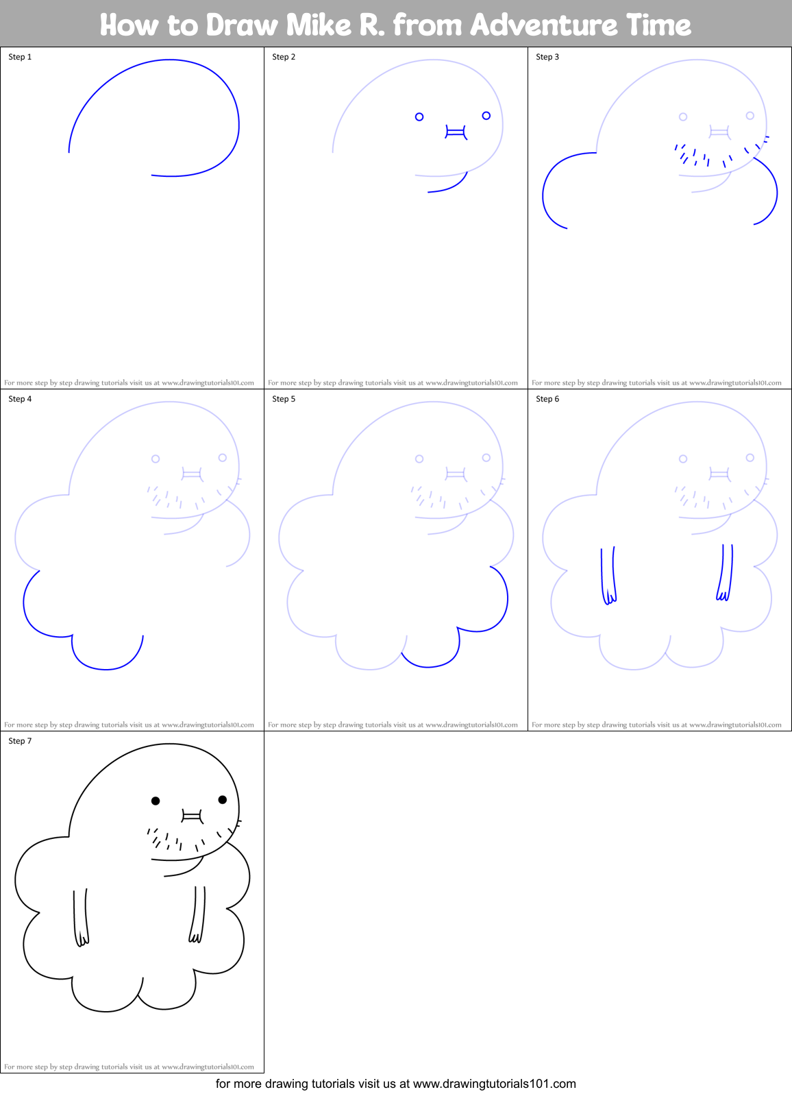 How to Draw Mike R. from Adventure Time Printable Step by Step