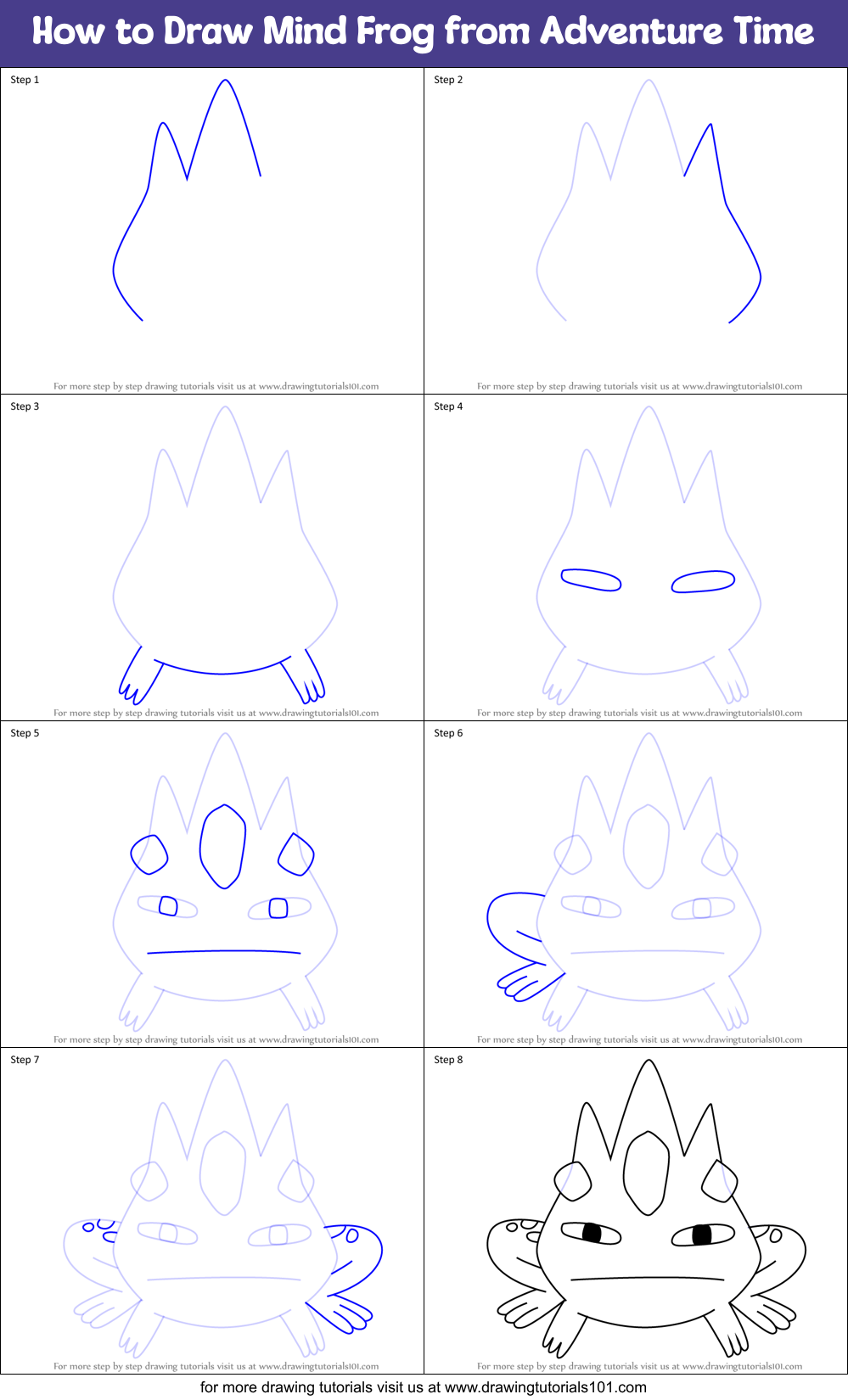 How to Draw Mind Frog from Adventure Time Printable Step by Step