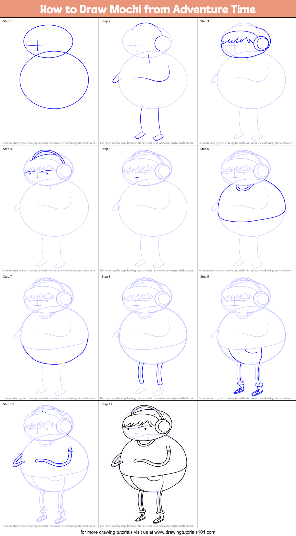 How to Draw Mochi from Adventure Time Printable Step by Step