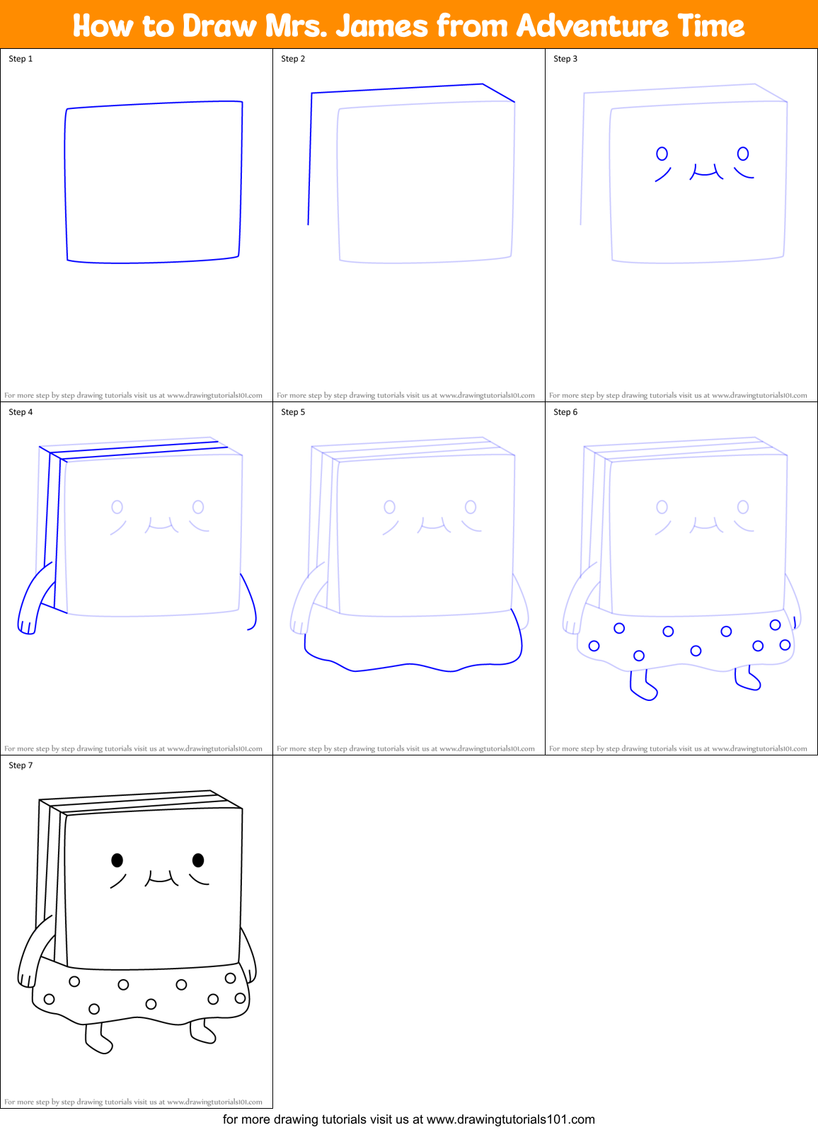 How to Draw Mrs. James from Adventure Time Printable Step by Step