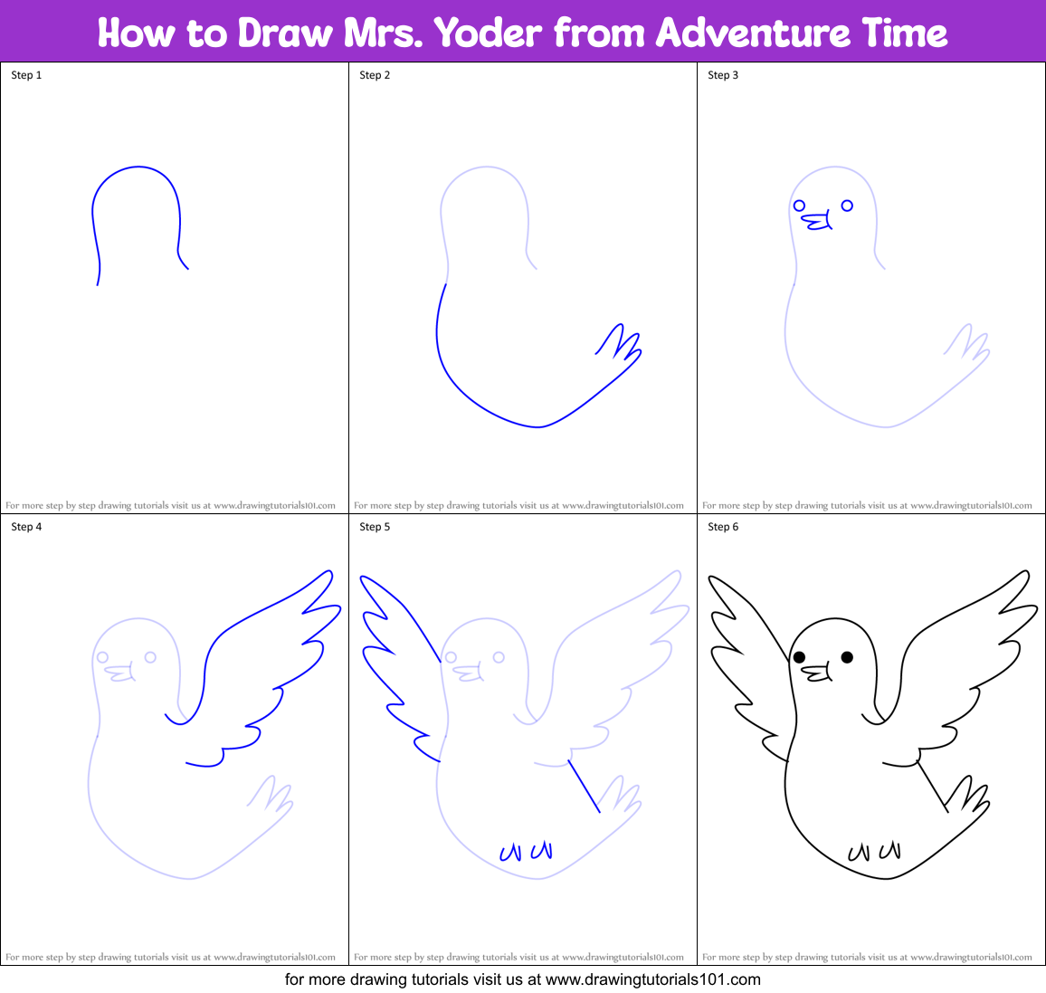 How to Draw Mrs. Yoder from Adventure Time Printable Step by Step