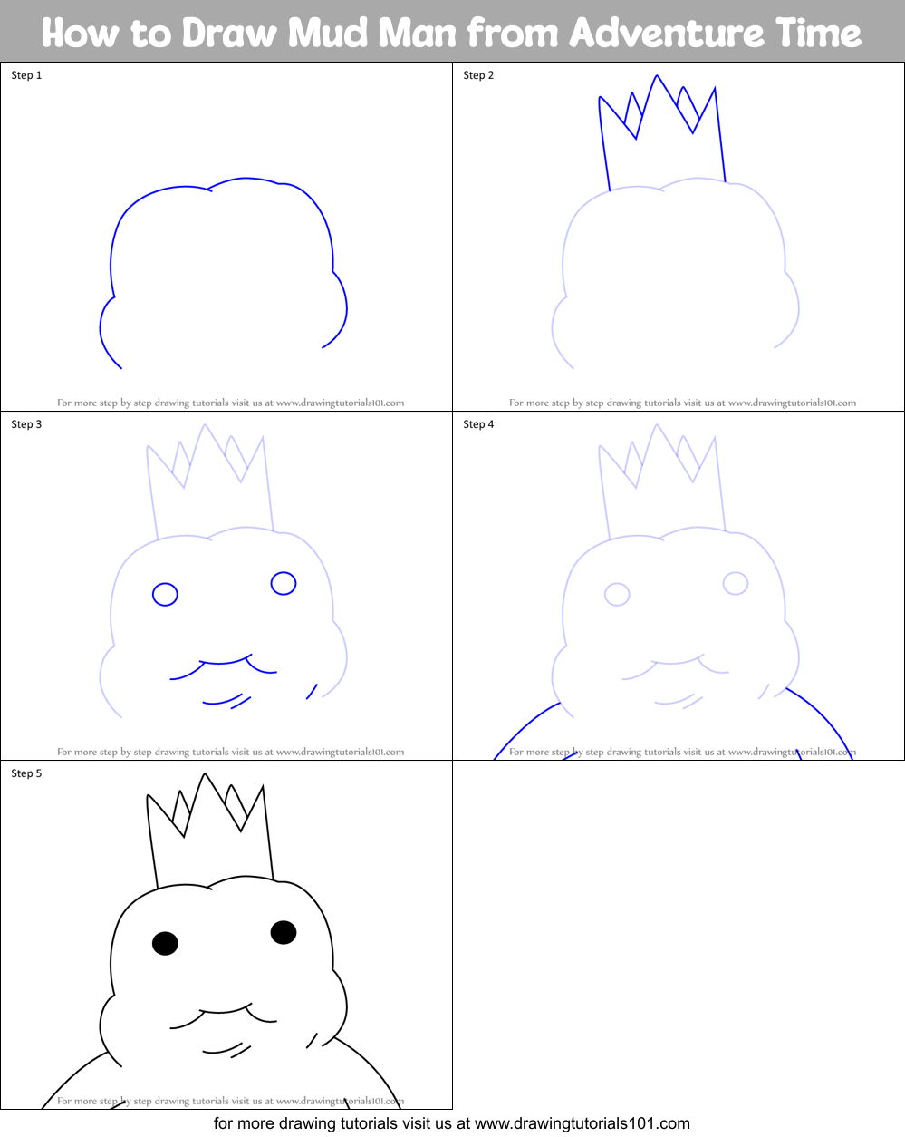 How to Draw Mud Man from Adventure Time Printable Step by Step