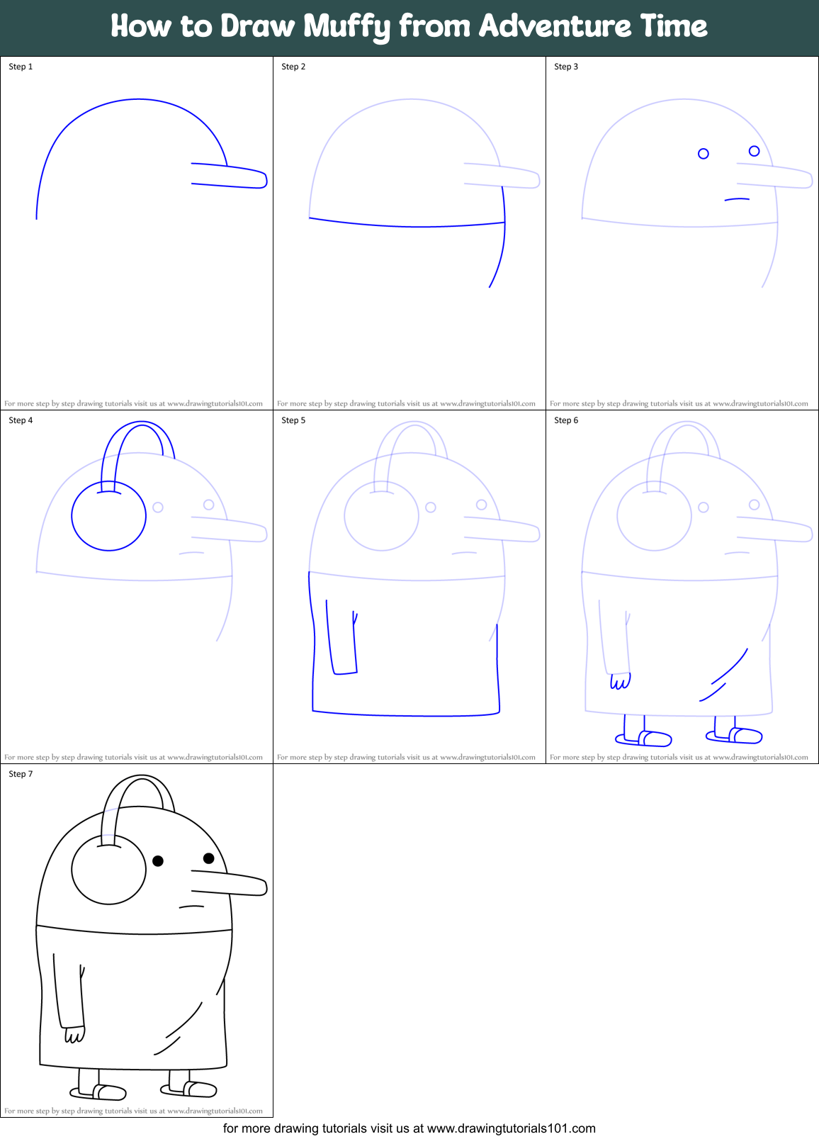 How to Draw Muffy from Adventure Time Printable Step by Step