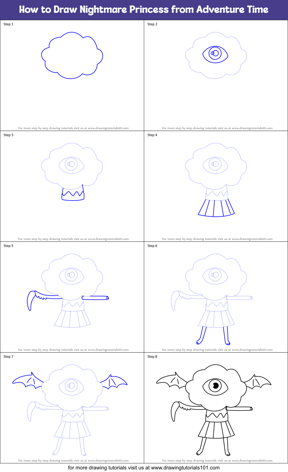 How to Draw Nightmare Princess from Adventure Time Printable Step by Step