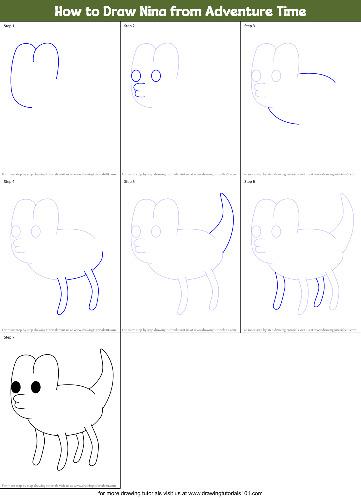 How to Draw Nina from Adventure Time Printable Step by Step