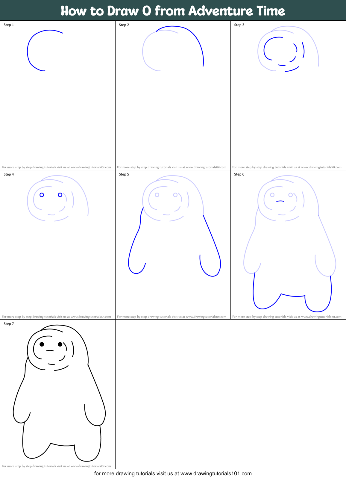 How to Draw O from Adventure Time Printable Step by Step