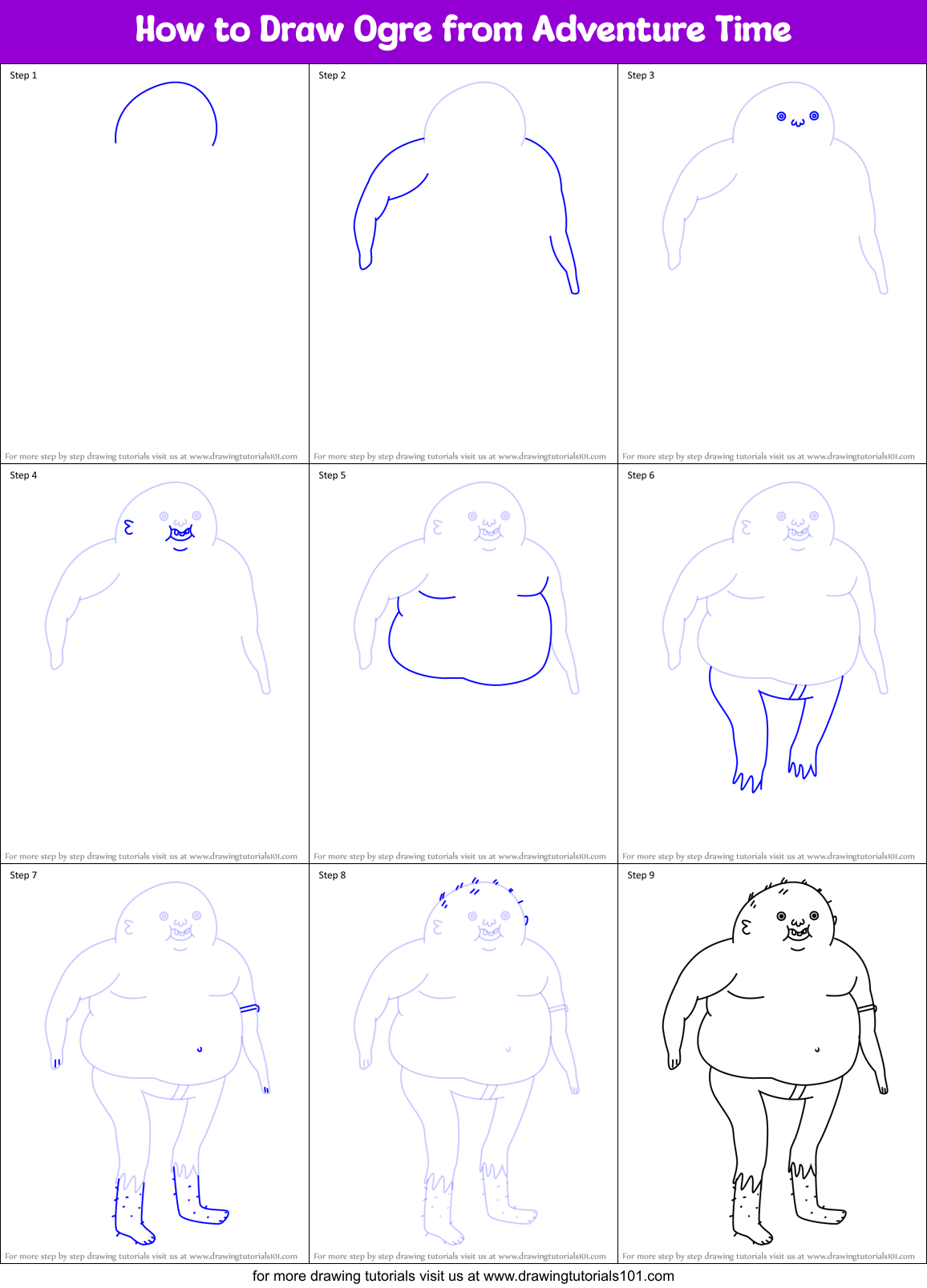 How to Draw Ogre from Adventure Time Printable Step by Step