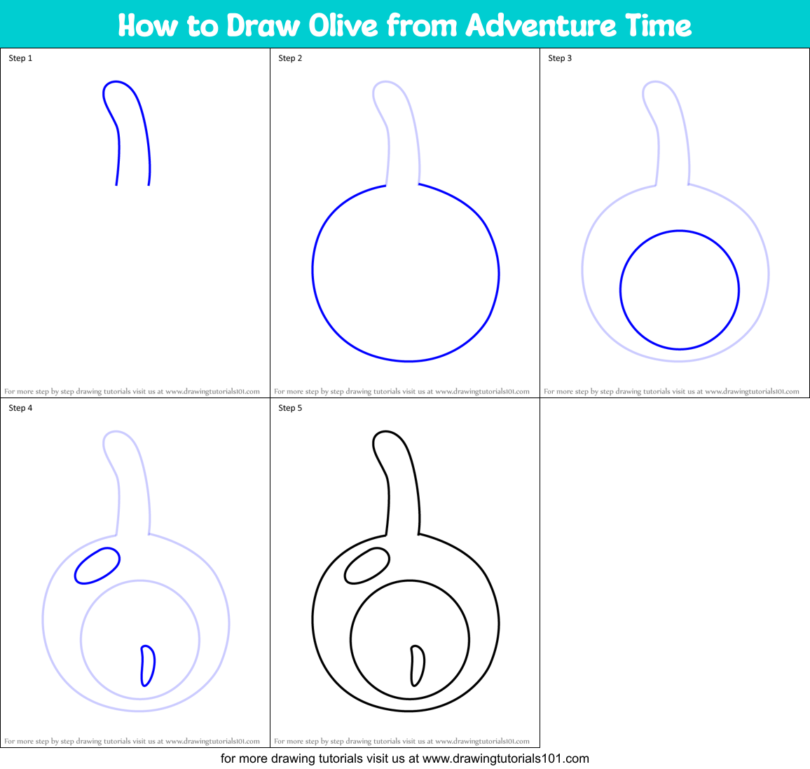 How to Draw Olive from Adventure Time Printable Step by Step