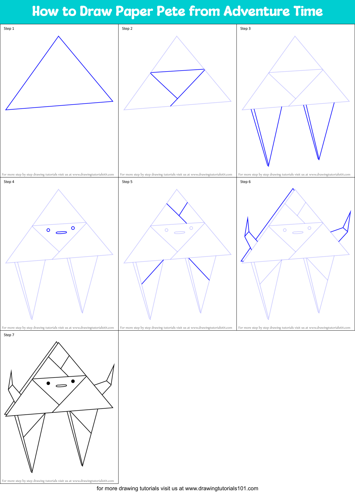 How to Draw Paper Pete from Adventure Time Printable Step by Step