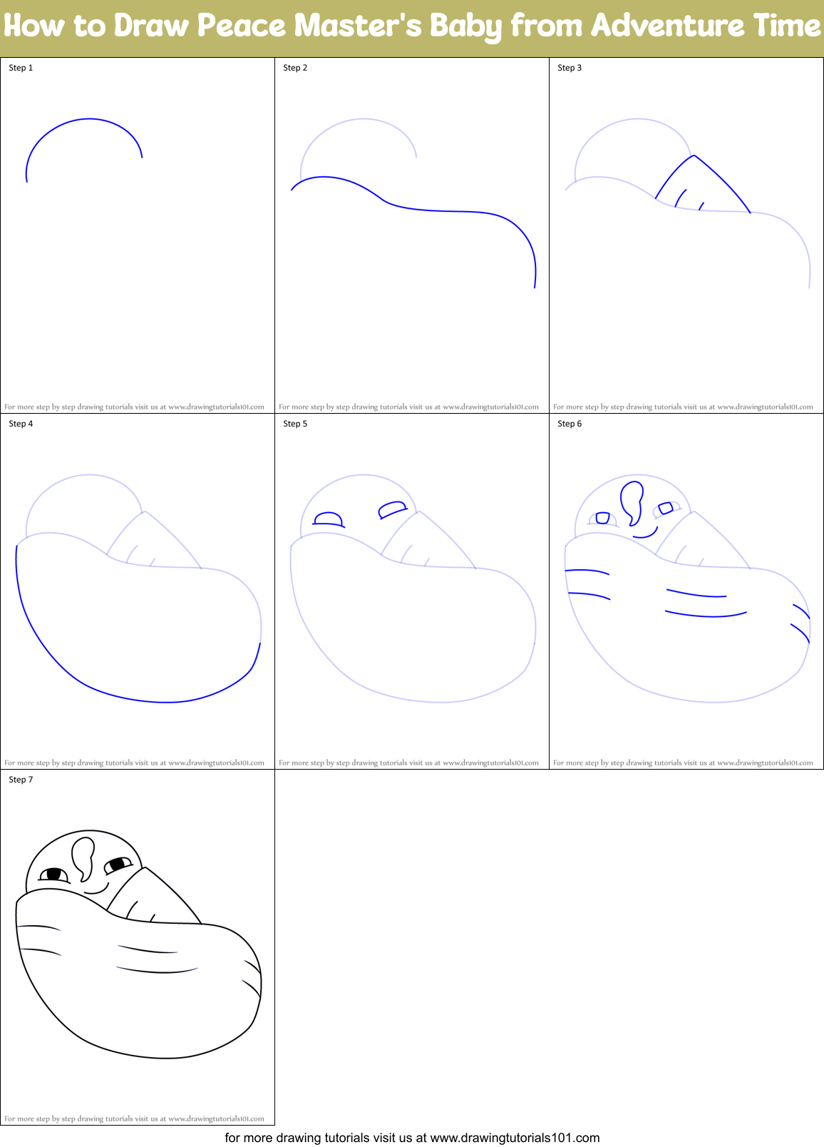 How to Draw Peace Master's Baby from Adventure Time Printable Step by Step