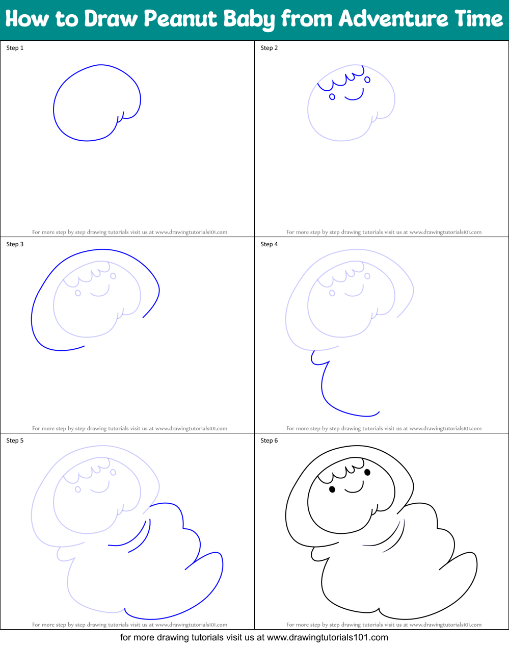 How to Draw Peanut Baby from Adventure Time Printable Step by Step