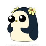 How to Draw Penguin With Flower from Adventure Time