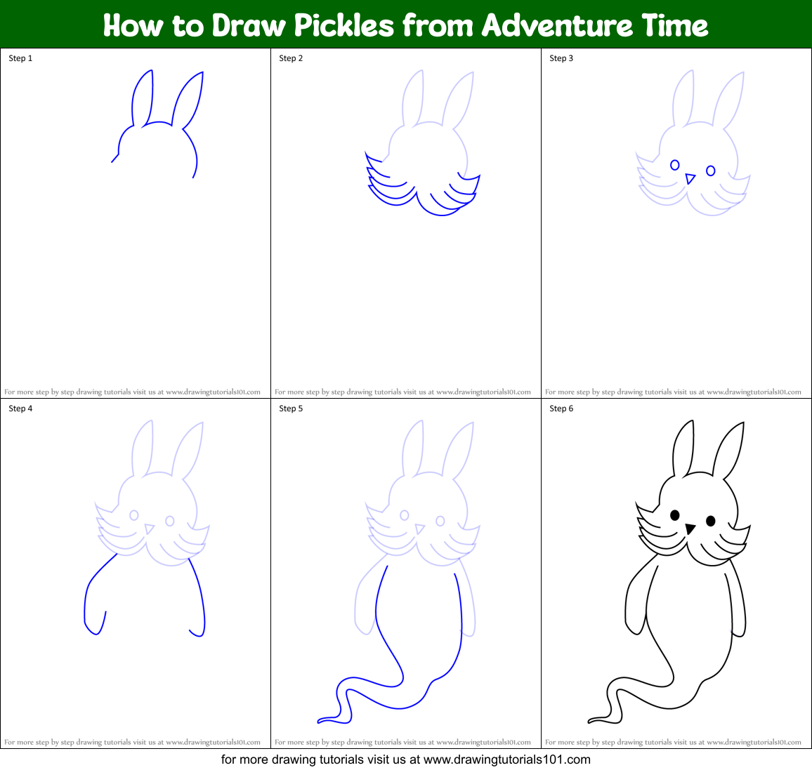 How to Draw Pickles from Adventure Time Printable Step by Step