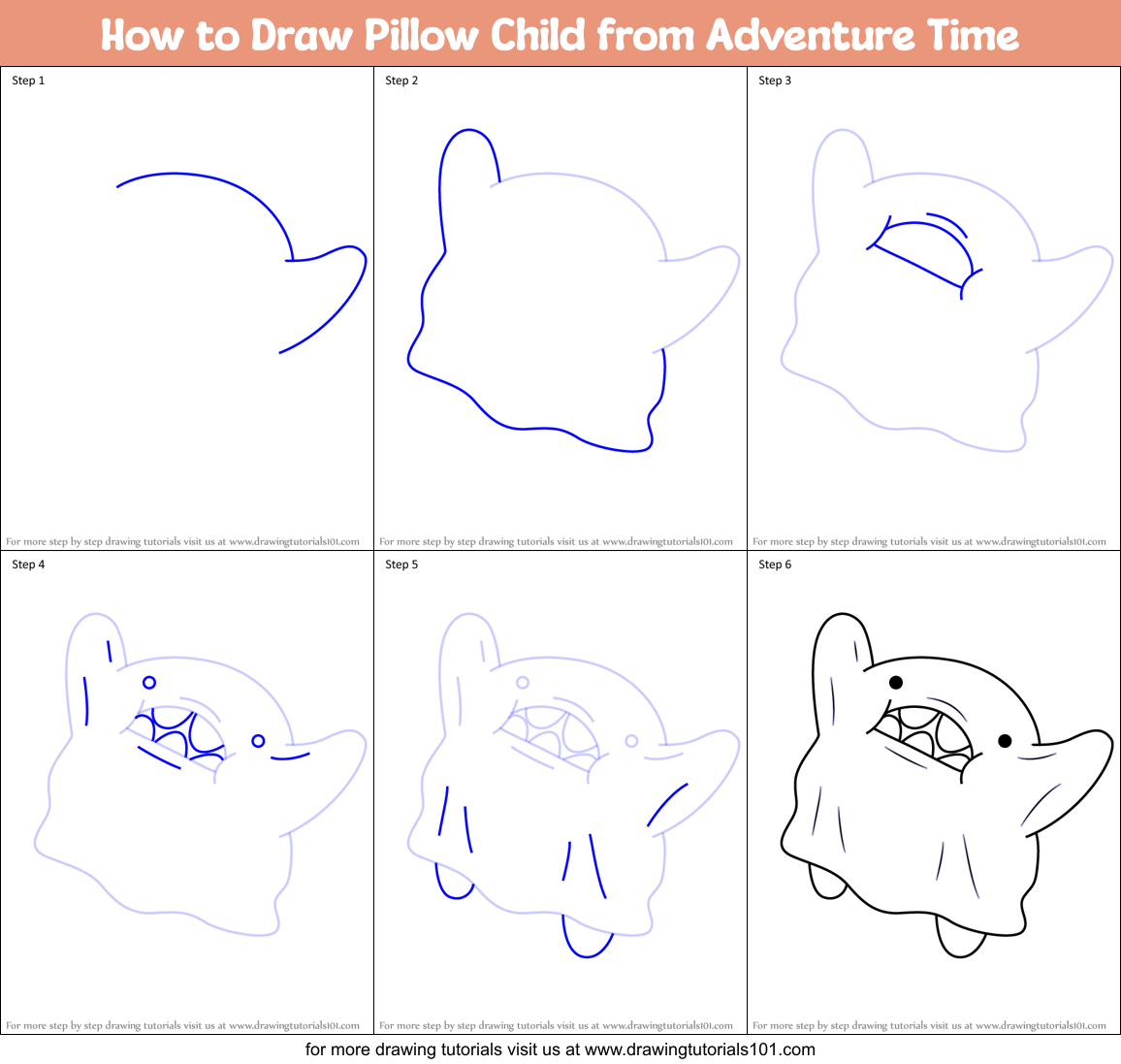 How to Draw Pillow Child from Adventure Time Printable Step by Step