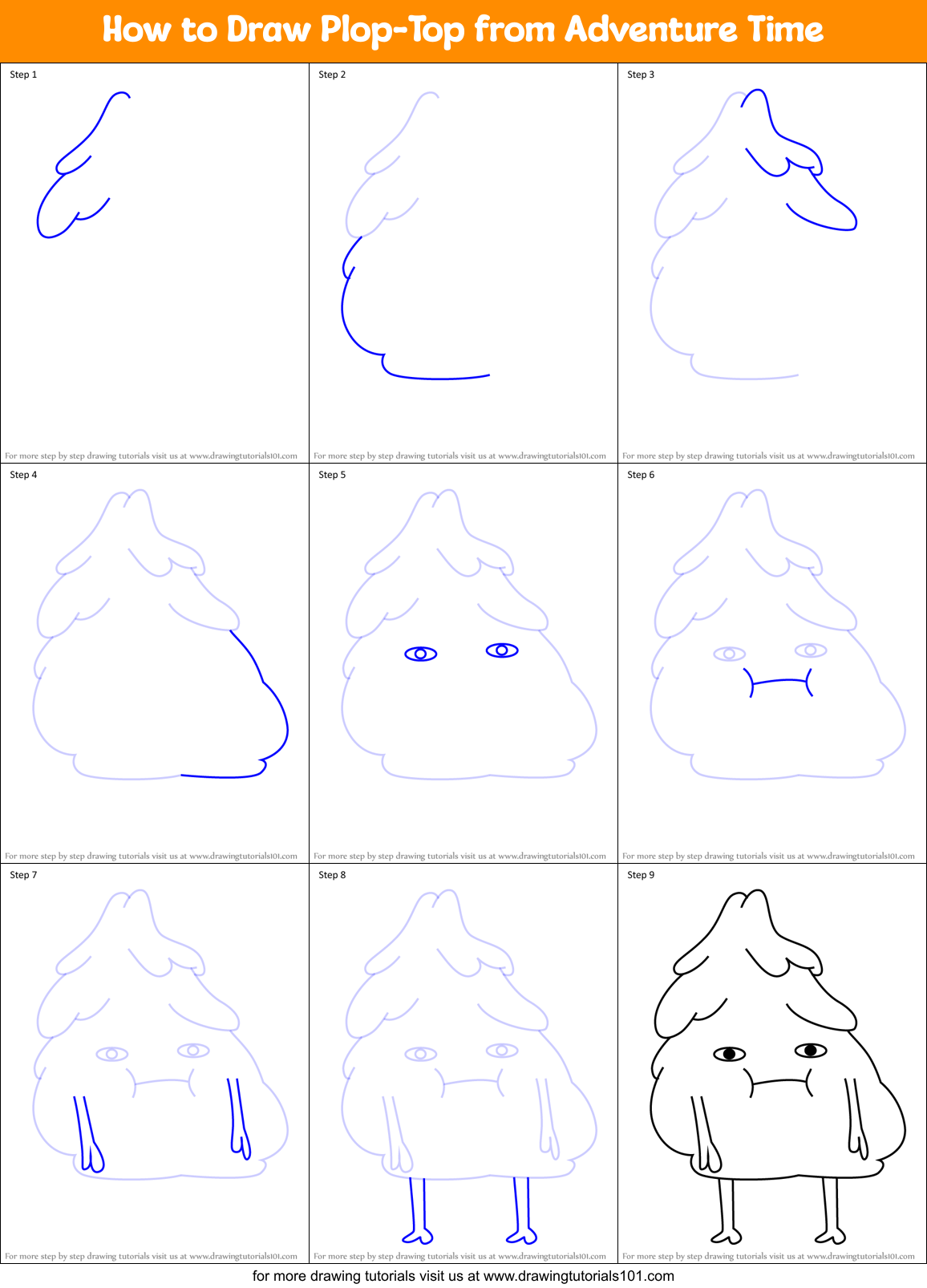 How to Draw Plop-Top from Adventure Time Printable Step by Step