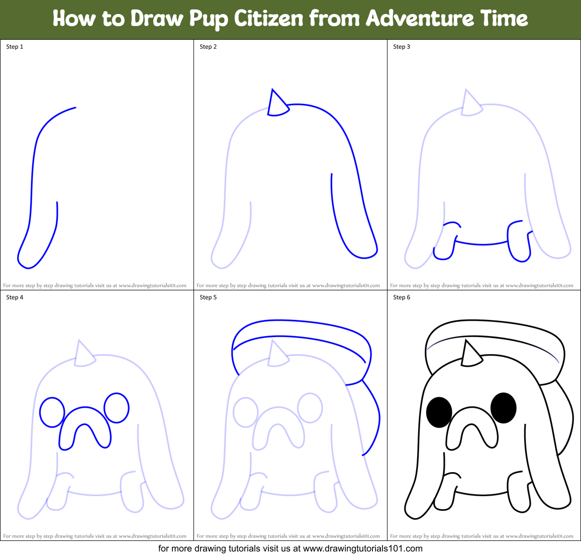 How to Draw Pup Citizen from Adventure Time Printable Step by Step