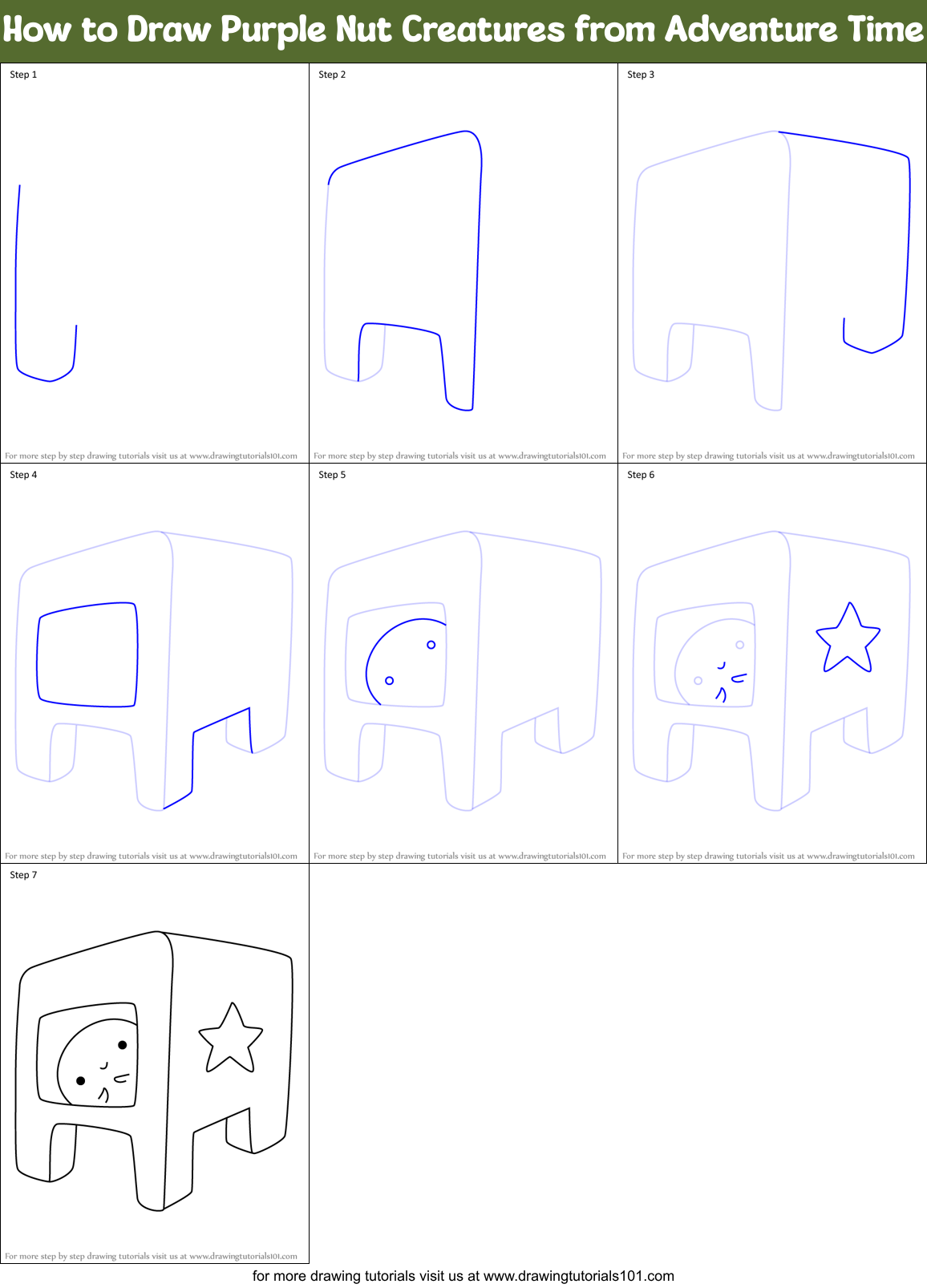 How to Draw Purple Nut Creatures from Adventure Time Printable Step by Step