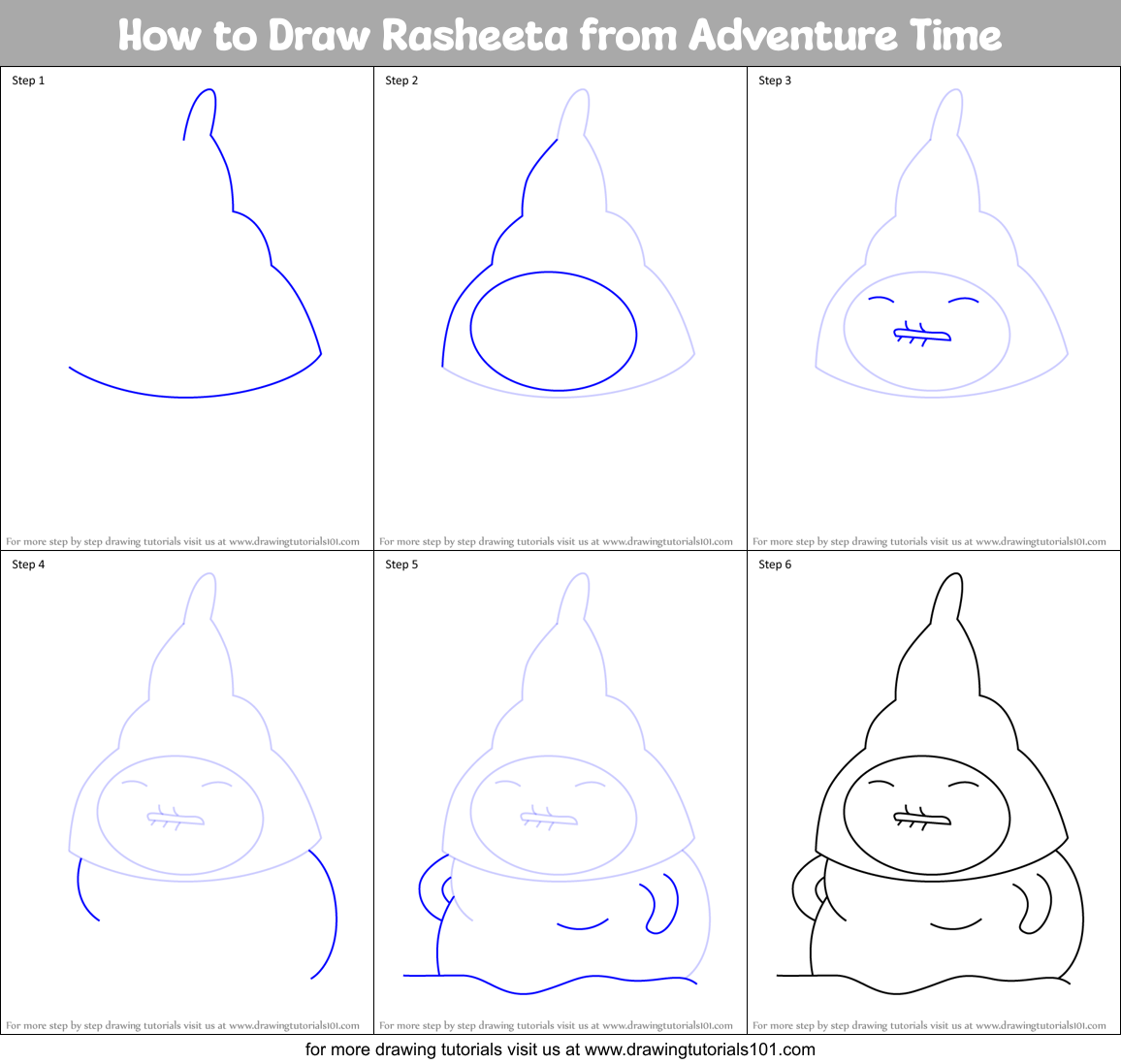 How to Draw Rasheeta from Adventure Time Printable Step by Step