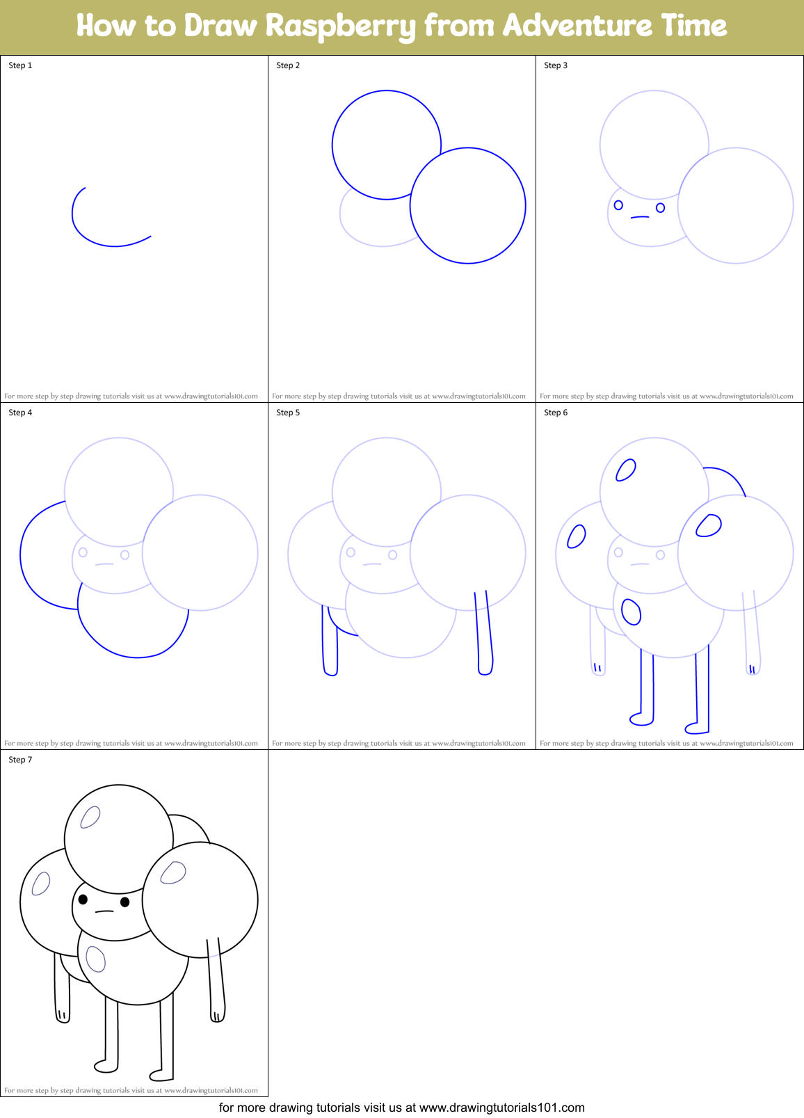 How to Draw Raspberry from Adventure Time Printable Step by Step