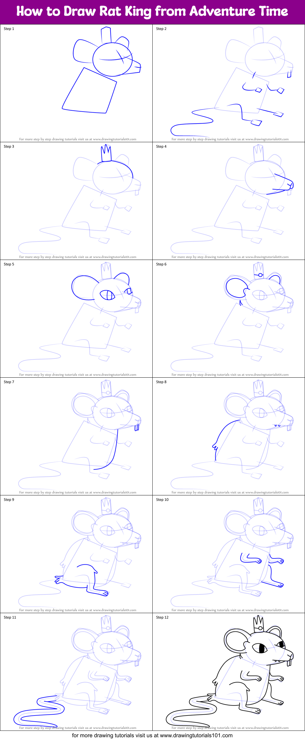 How to Draw Rat King from Adventure Time Printable Step by Step