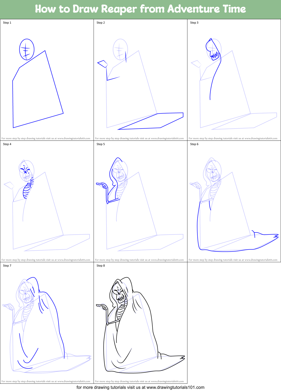 How to Draw Reaper from Adventure Time Printable Step by Step