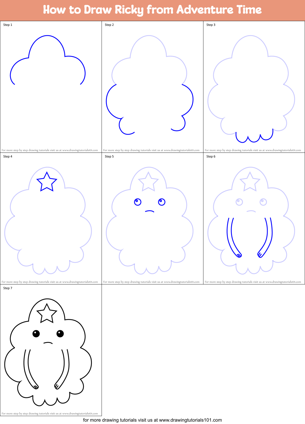 How to Draw Ricky from Adventure Time Printable Step by Step