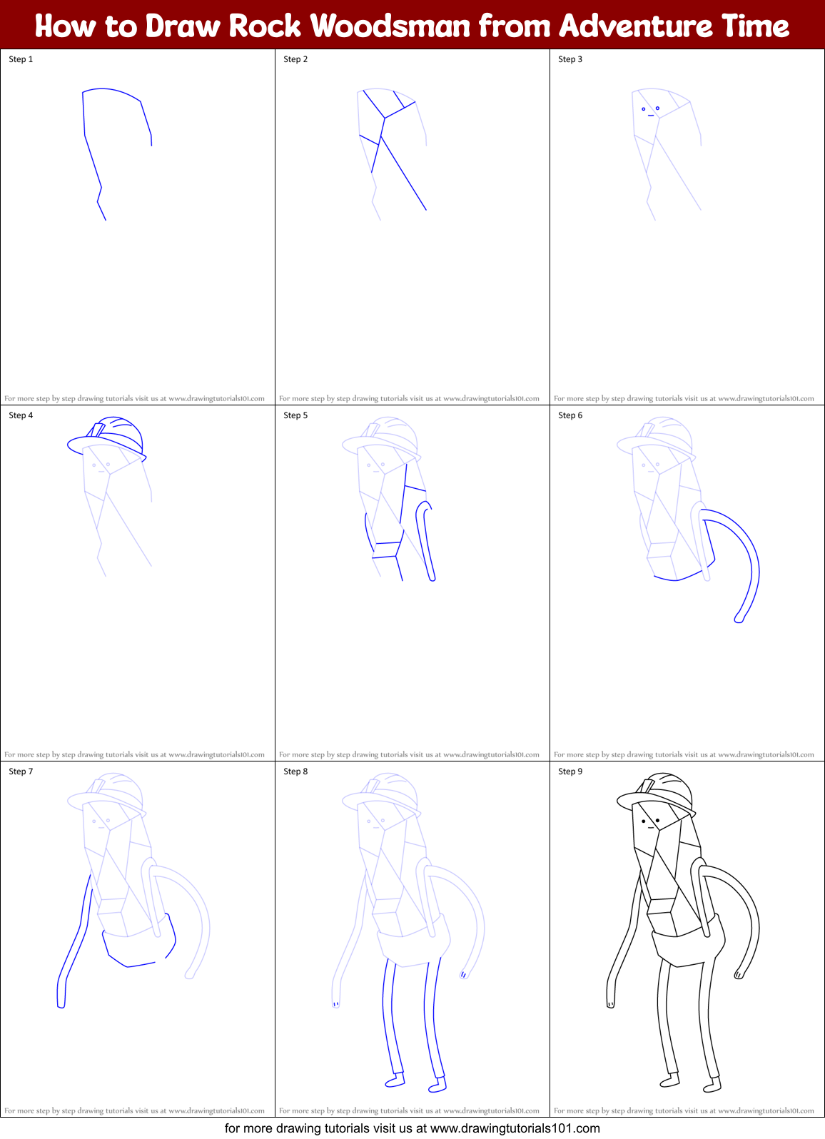 How to Draw Rock Woodsman from Adventure Time Printable Step by Step