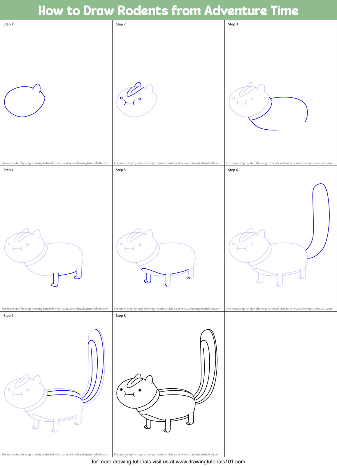 How to Draw Rodents from Adventure Time Printable Step by Step