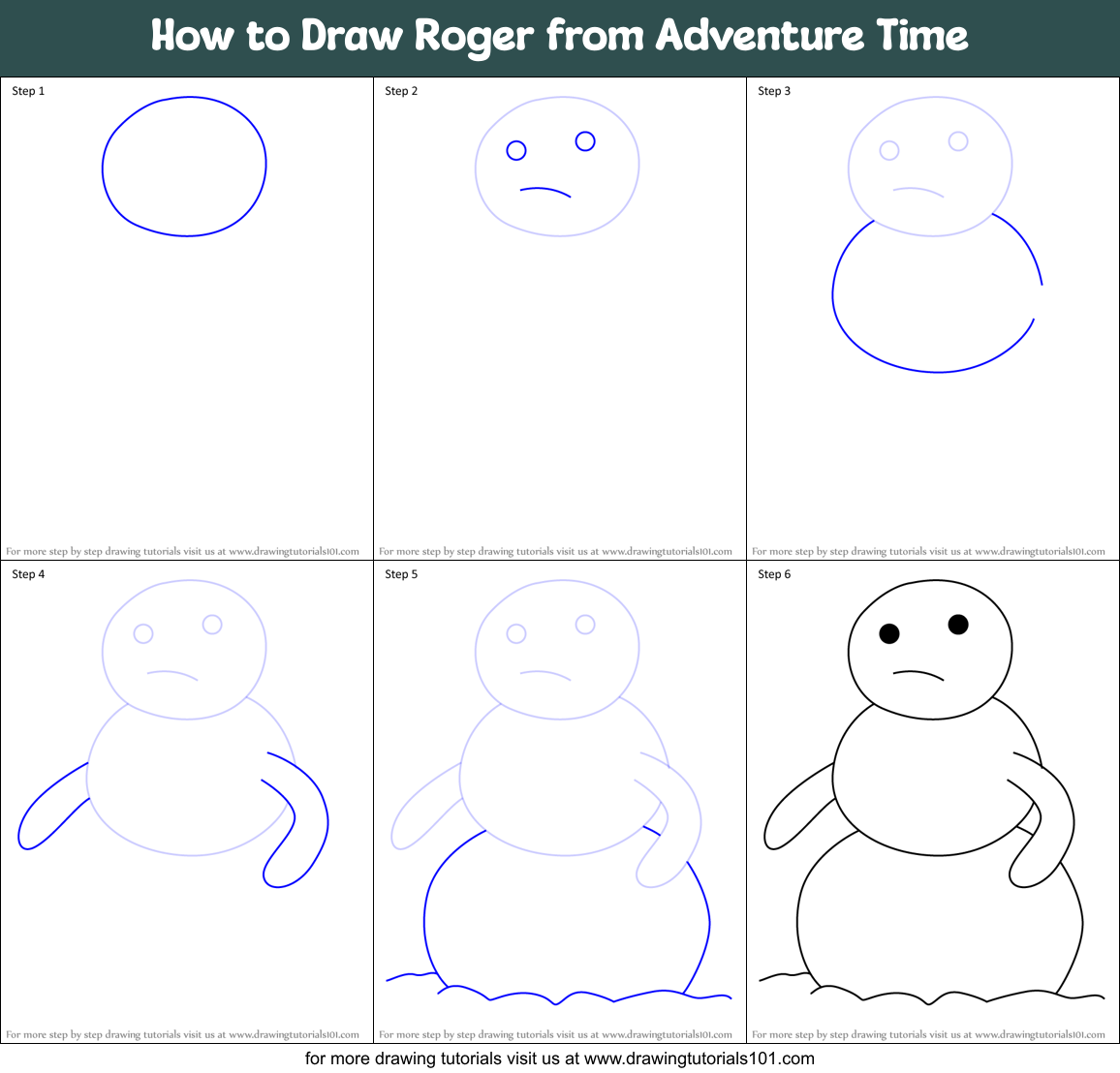 How to Draw Roger from Adventure Time Printable Step by Step