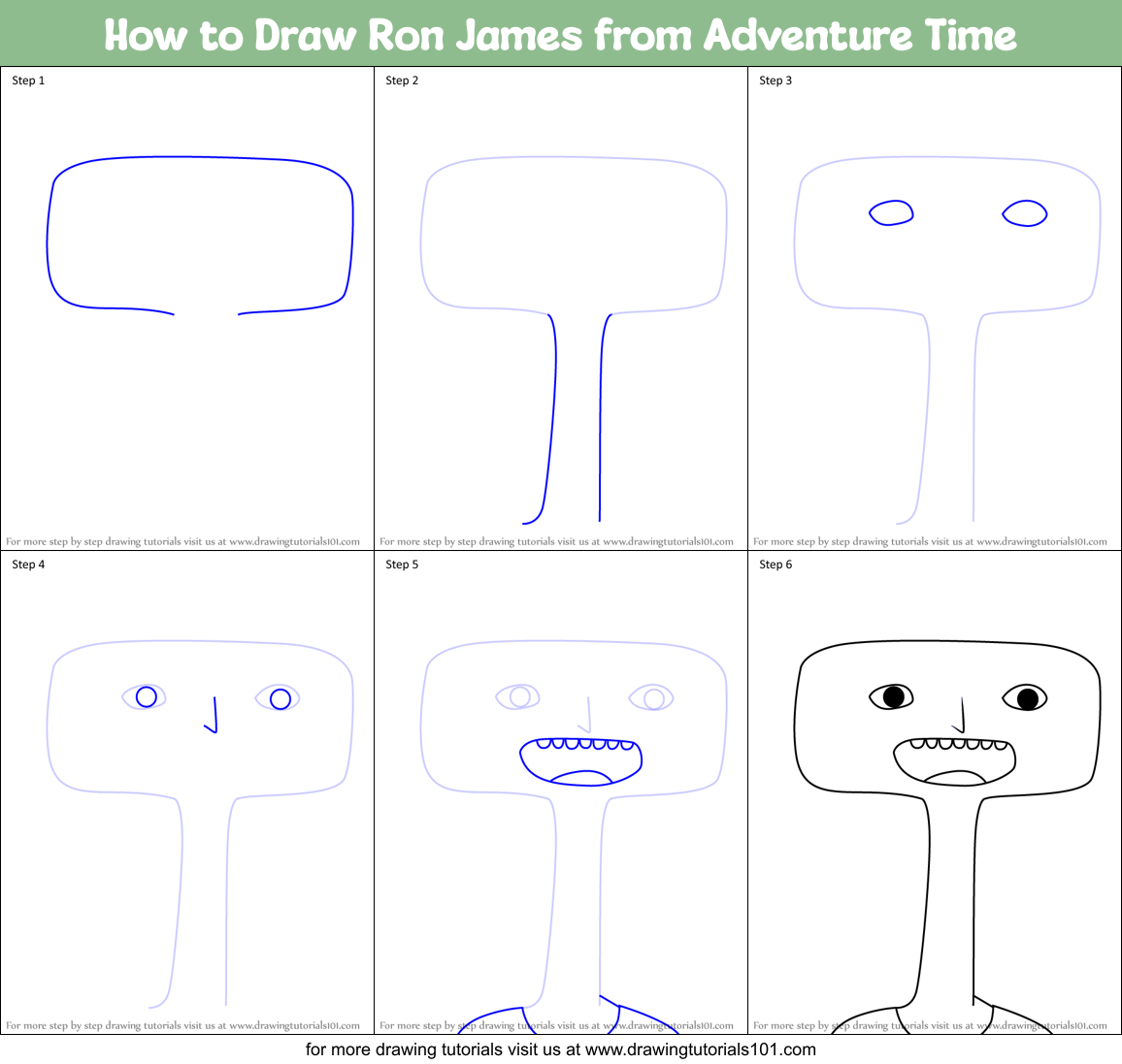 How to Draw Ron James from Adventure Time Printable Step by Step
