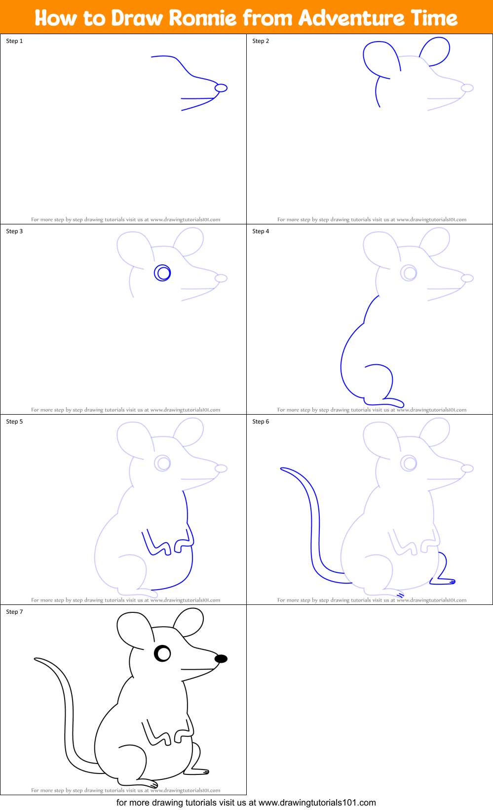 How to Draw Ronnie from Adventure Time Printable Step by Step