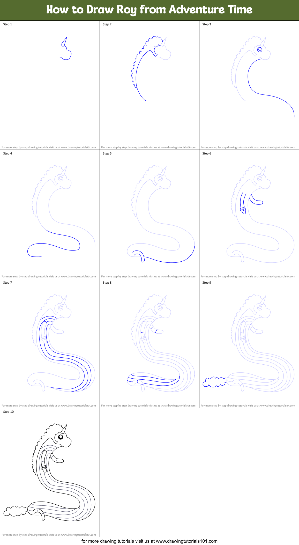 How to Draw Roy from Adventure Time Printable Step by Step