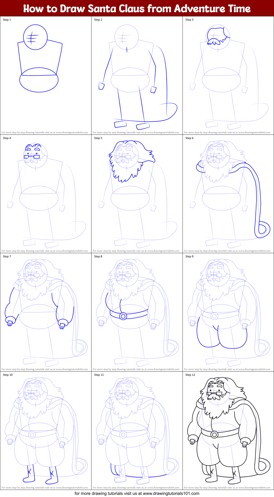 How to Draw Santa Claus from Adventure Time Printable Step by Step