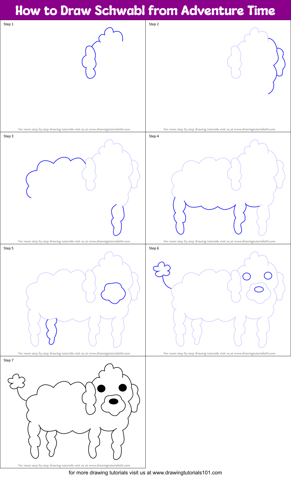 How to Draw Schwabl from Adventure Time Printable Step by Step