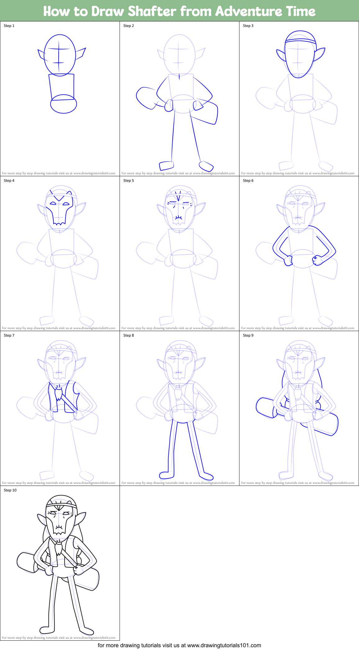 How to Draw Shafter from Adventure Time Printable Step by Step