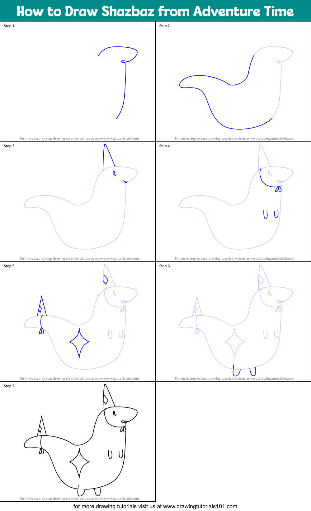 How to Draw Shazbaz from Adventure Time Printable Step by Step