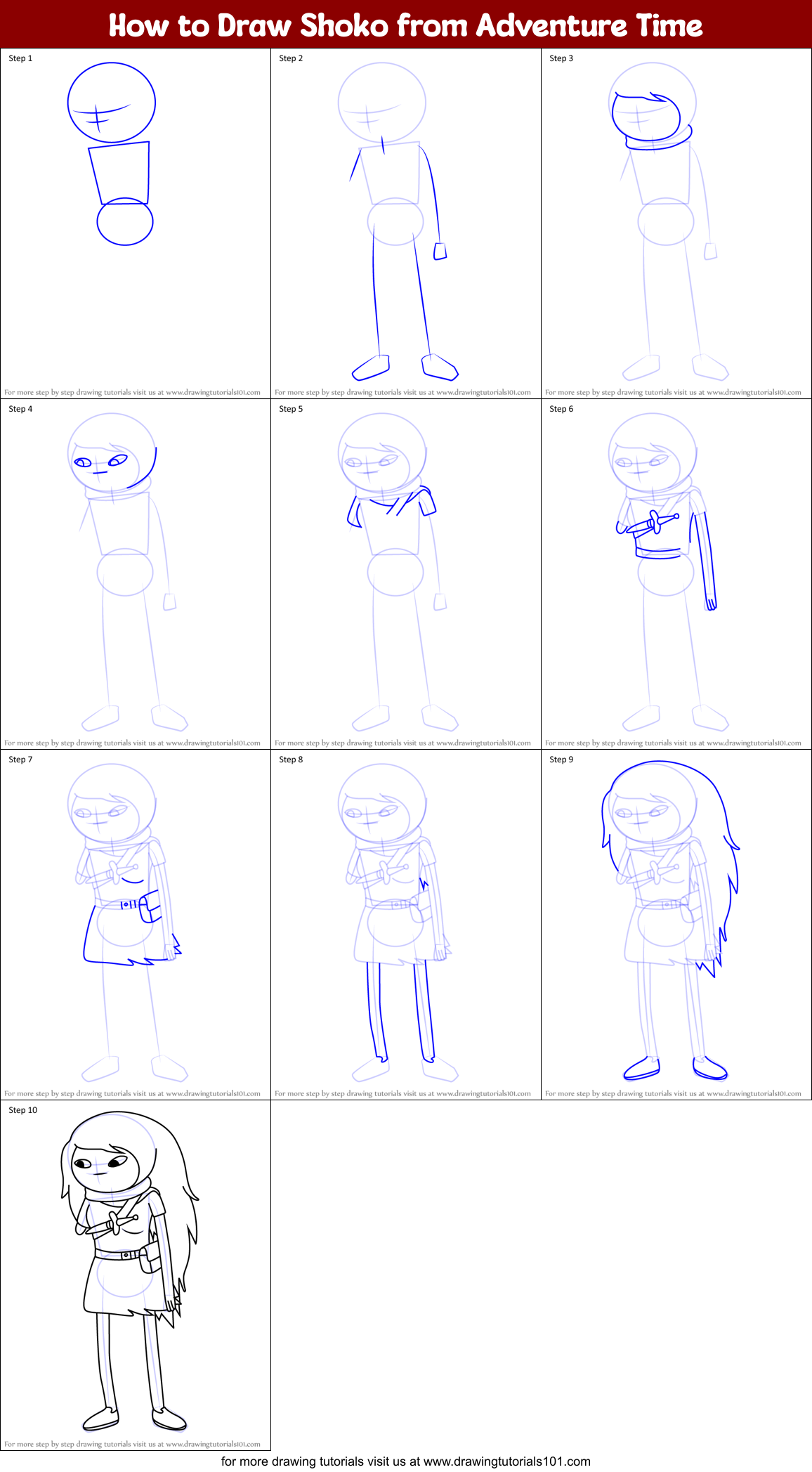 How to Draw Shoko from Adventure Time Printable Step by Step