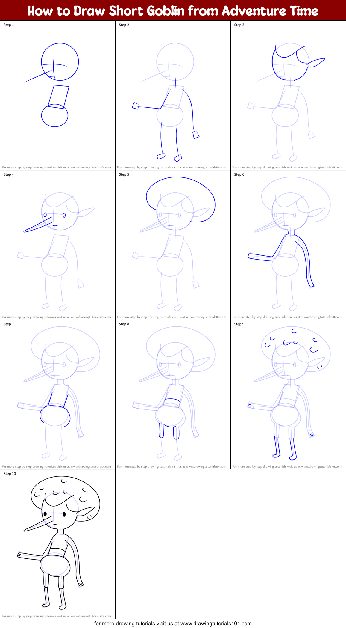 How to Draw Short Goblin from Adventure Time Printable Step by Step