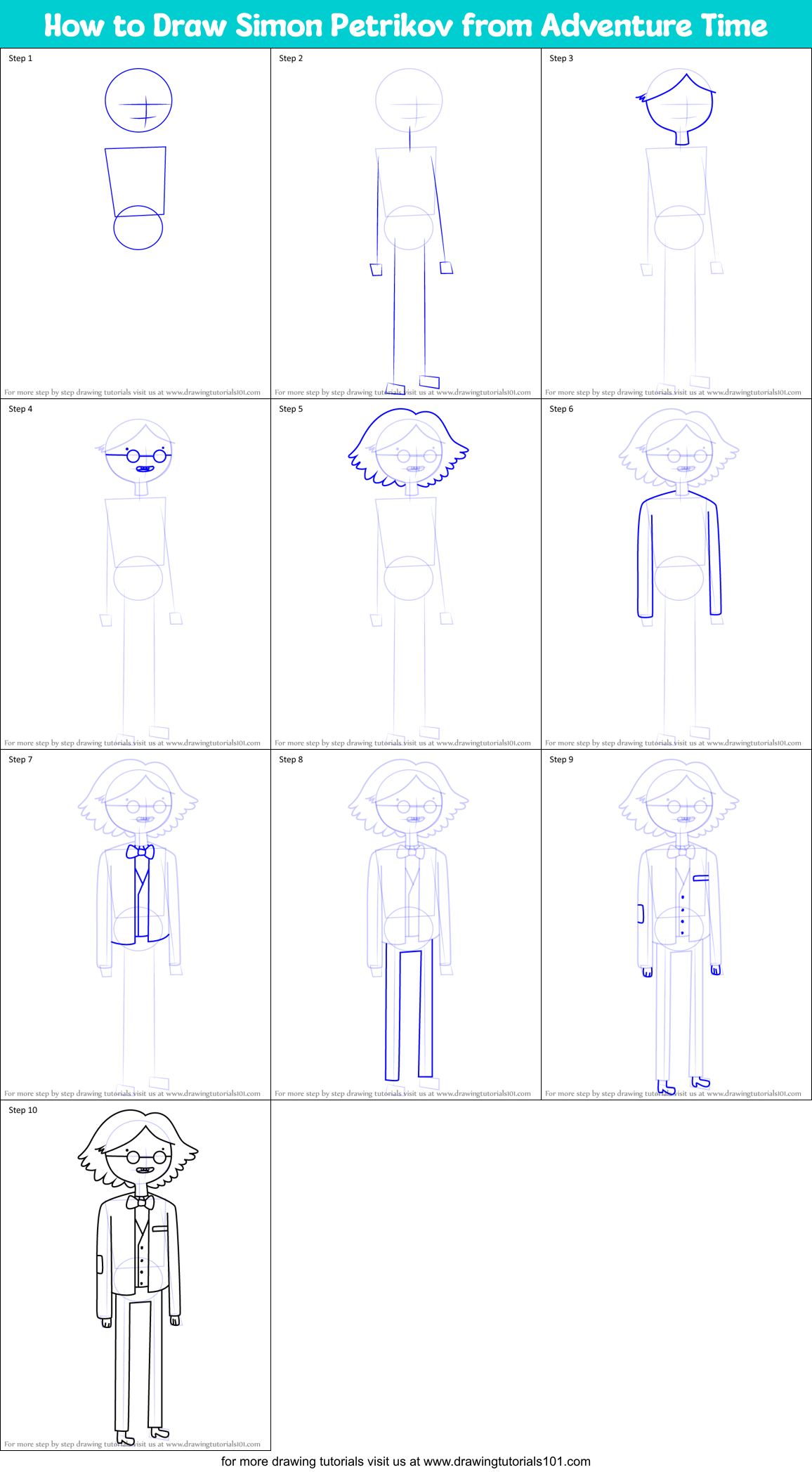 How to Draw Simon Petrikov from Adventure Time Printable Step by Step