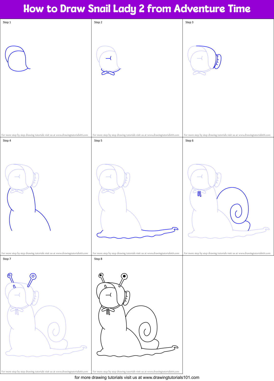 How to Draw Snail Lady 2 from Adventure Time Printable Step by Step