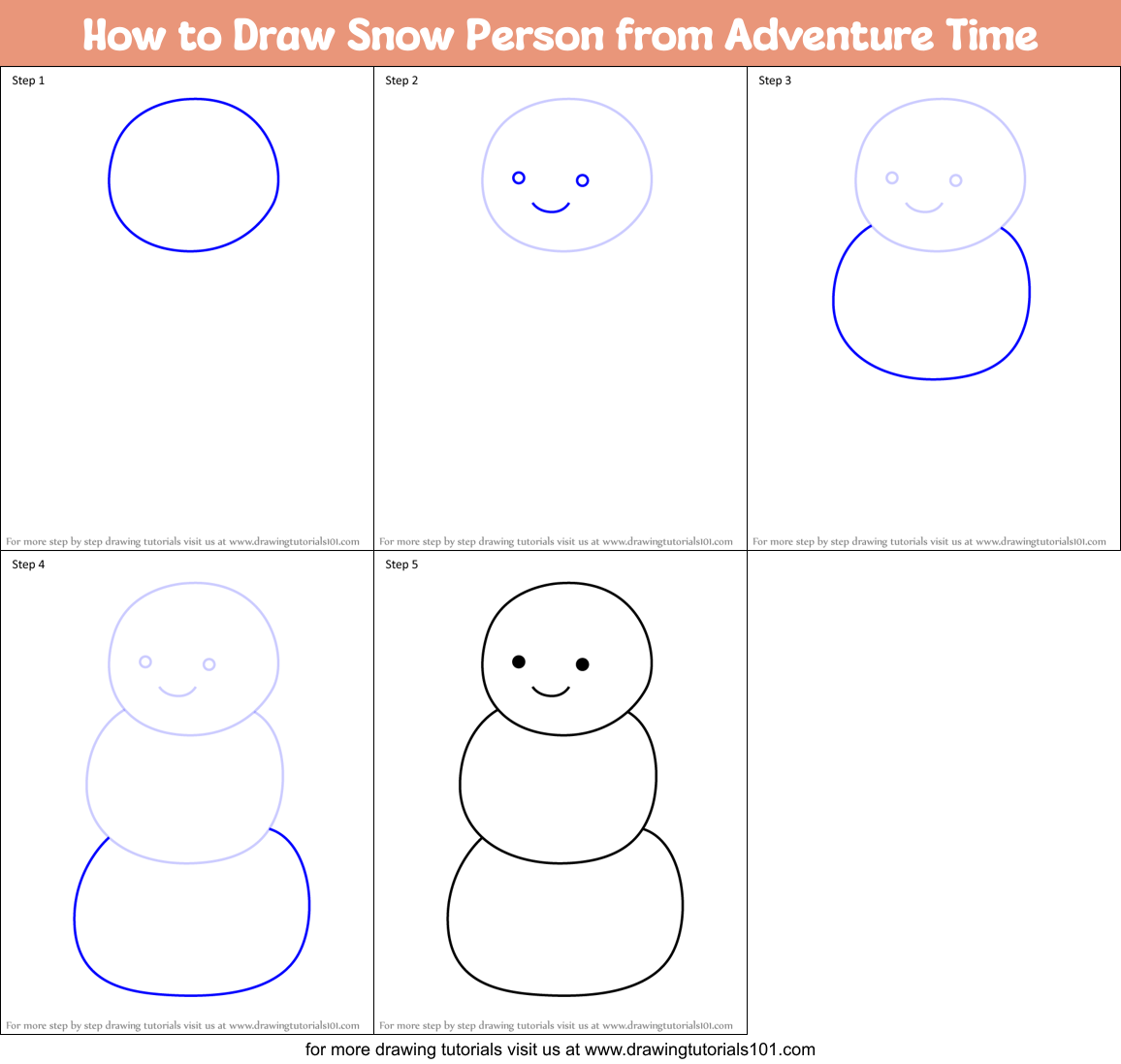 How to Draw Snow Person from Adventure Time Printable Step by Step