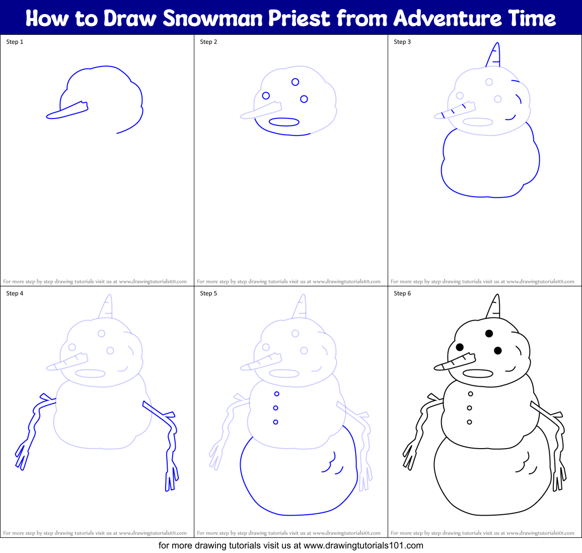 How to Draw Snowman Priest from Adventure Time Printable Step by Step
