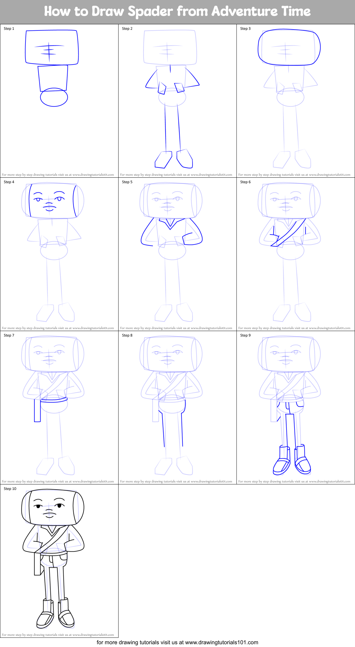 How to Draw Spader from Adventure Time Printable Step by Step