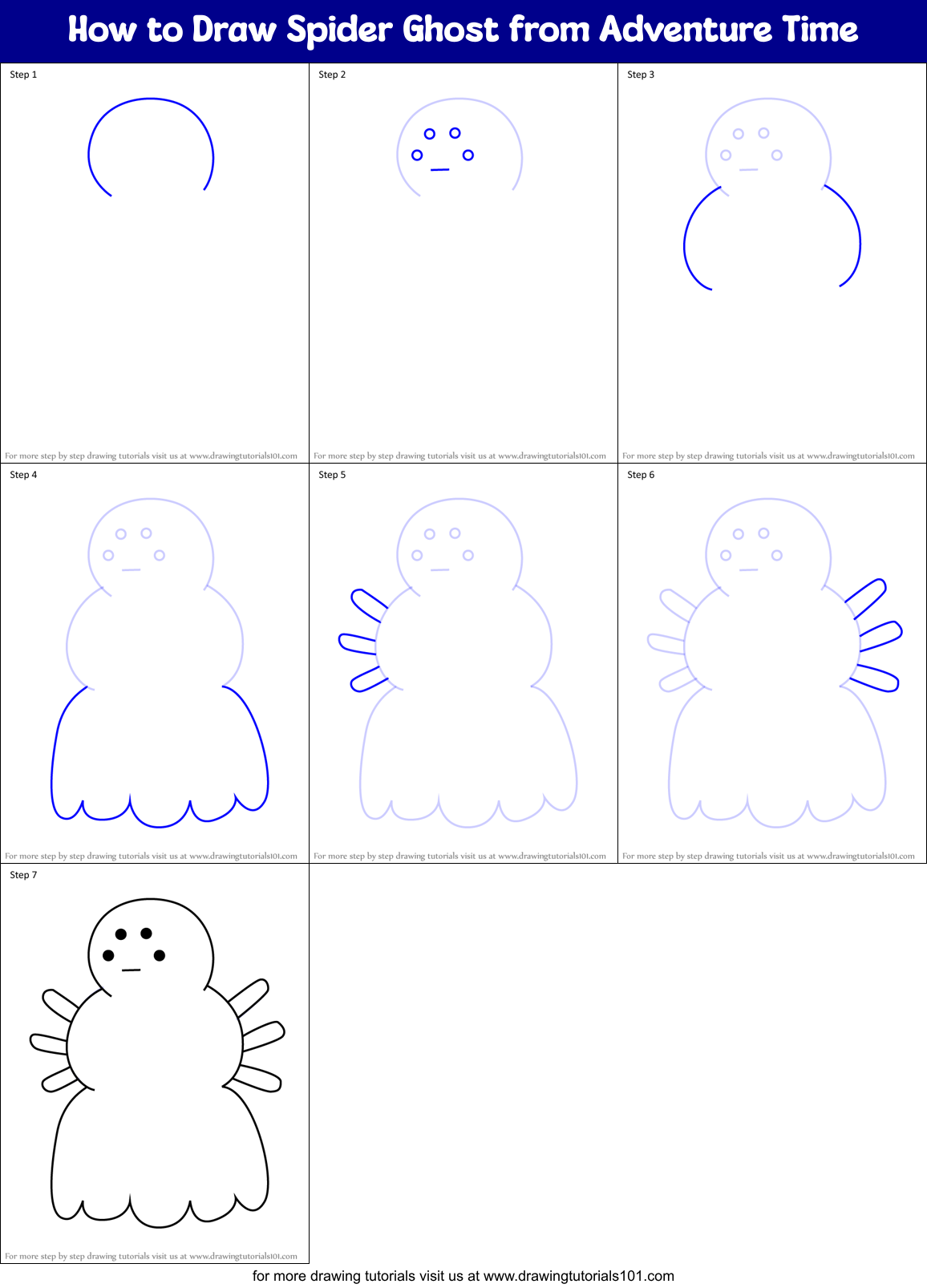 How to Draw Spider Ghost from Adventure Time Printable Step by Step