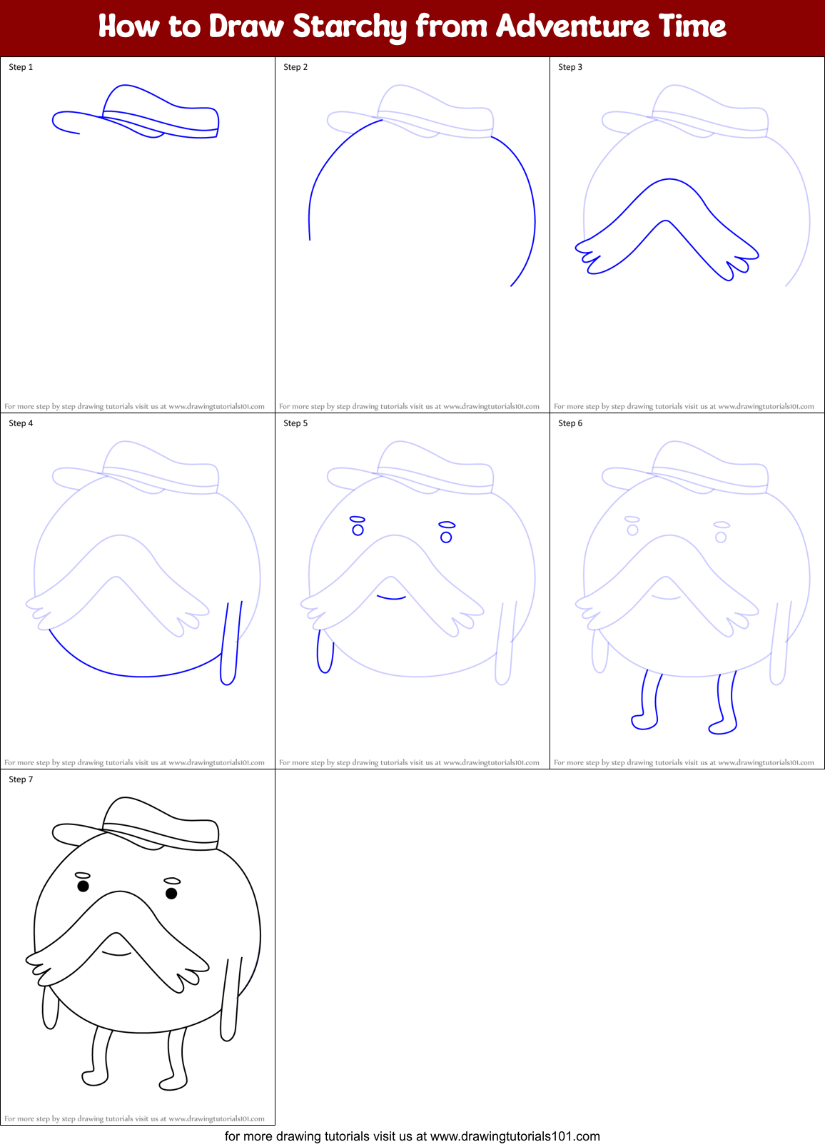 How to Draw Starchy from Adventure Time Printable Step by Step