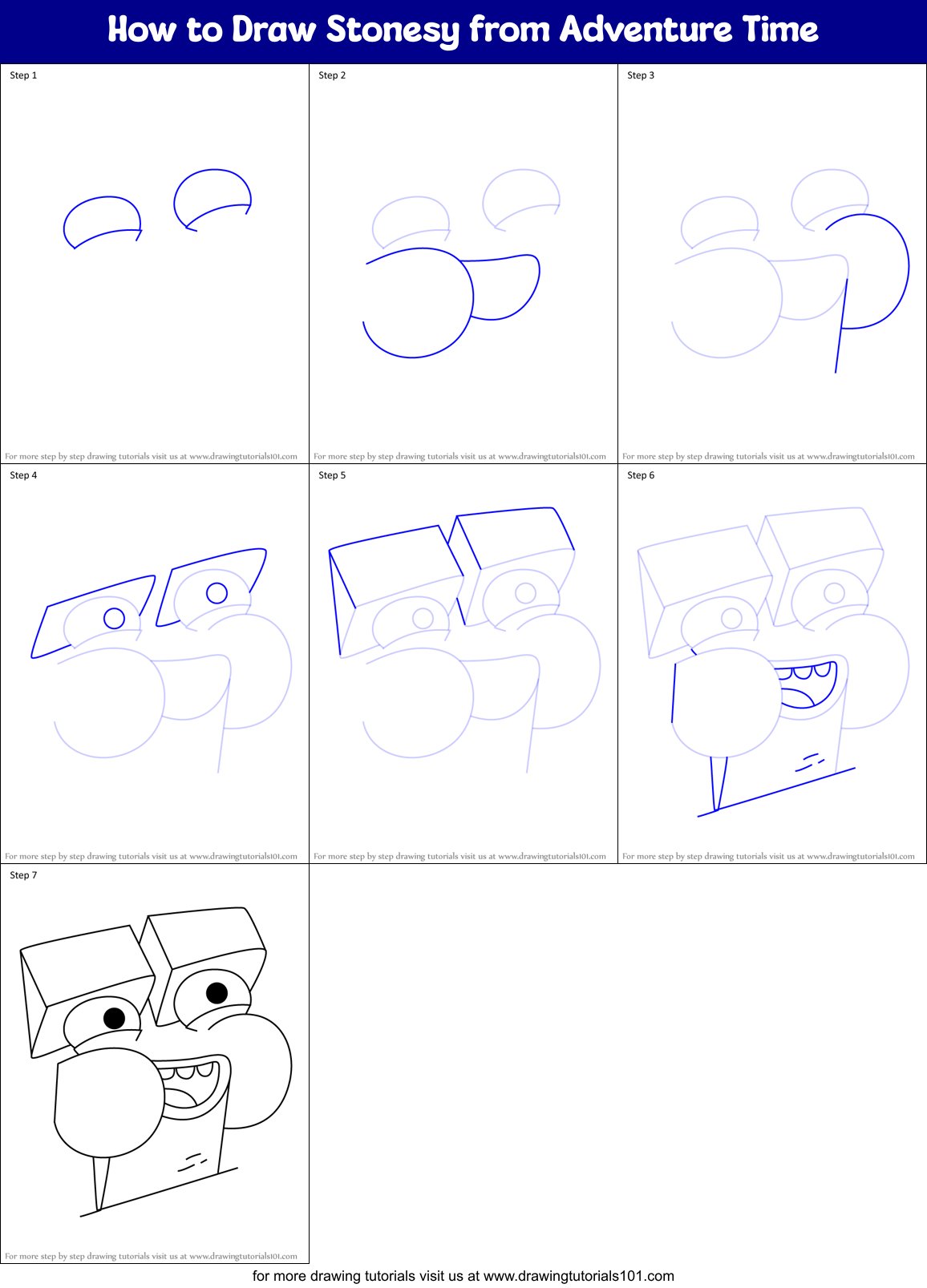 How to Draw Stonesy from Adventure Time Printable Step by Step
