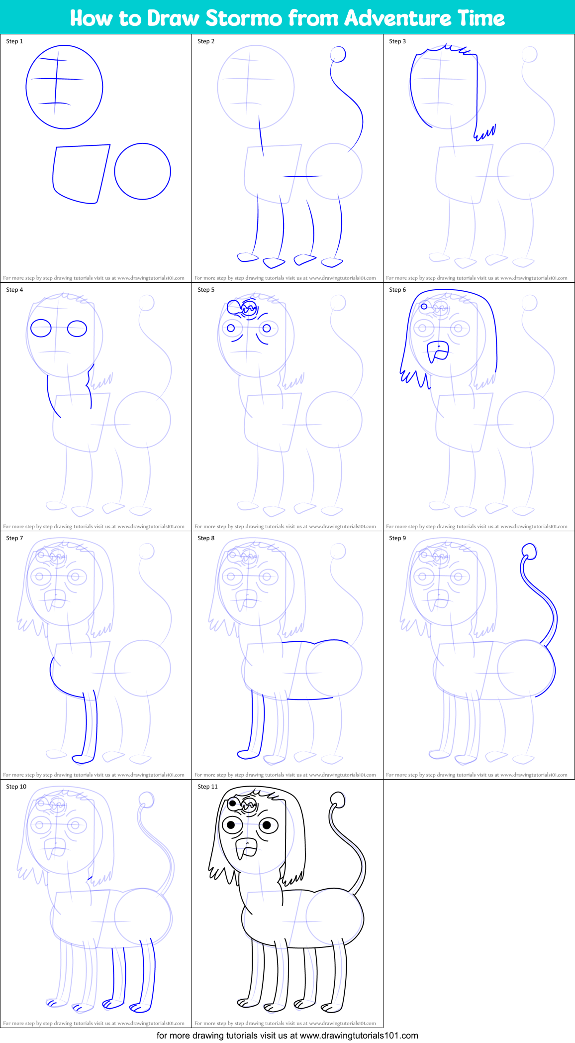 How to Draw Stormo from Adventure Time Printable Step by Step