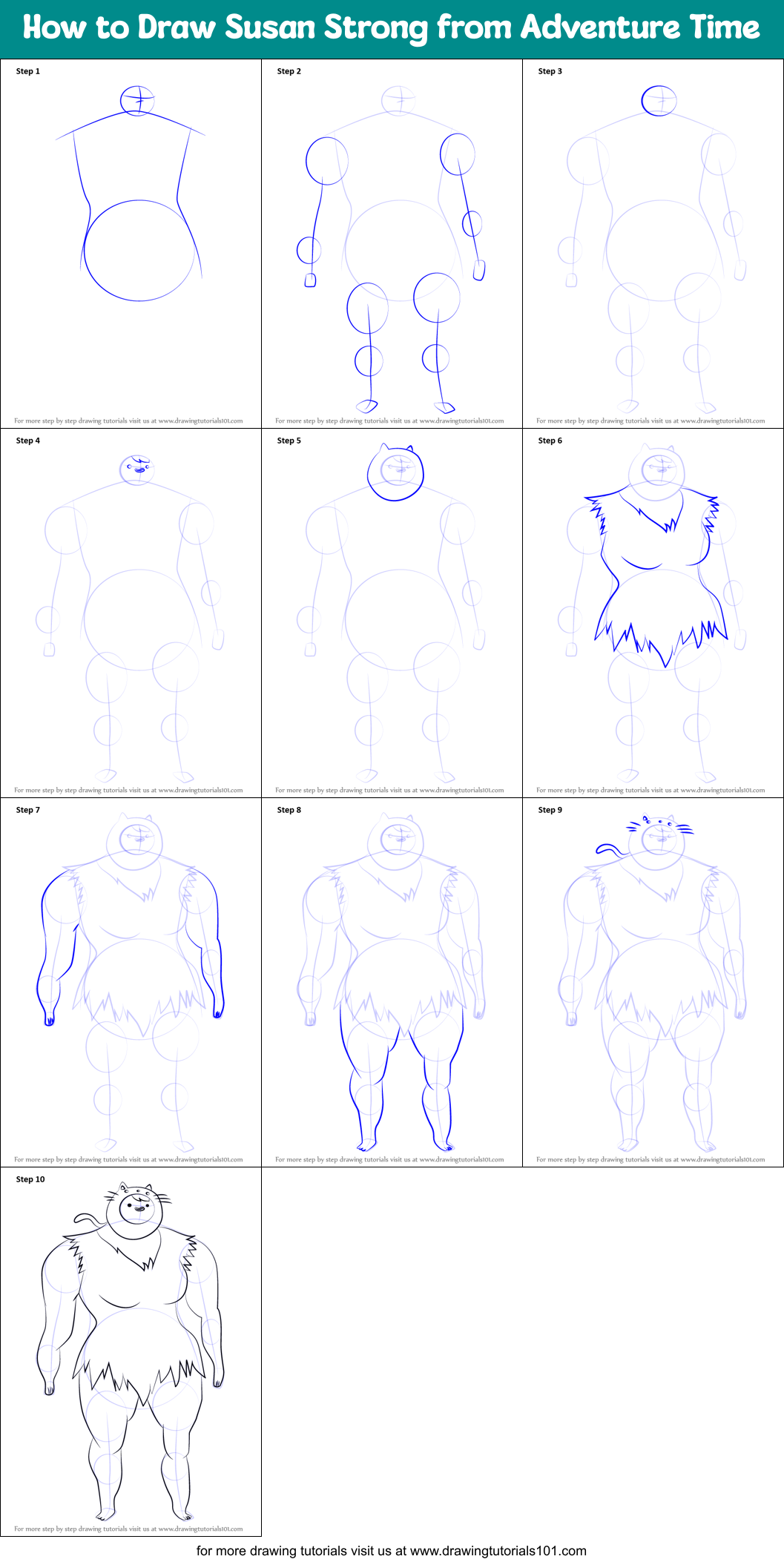 How to Draw Susan Strong from Adventure Time Printable Step by Step